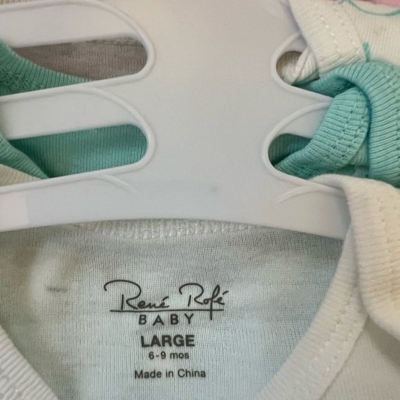 6-9m Rene Rofe Baby Onesies shirt Set of 5 pastel pink aqua unicorn  100% cotton - Picture 7 of 10